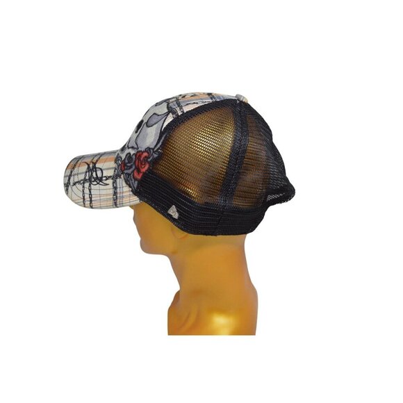 Vintage y2k New Era Embroidered Skull Plaid Snap Back Hat One Size - Picture 5 of 8
